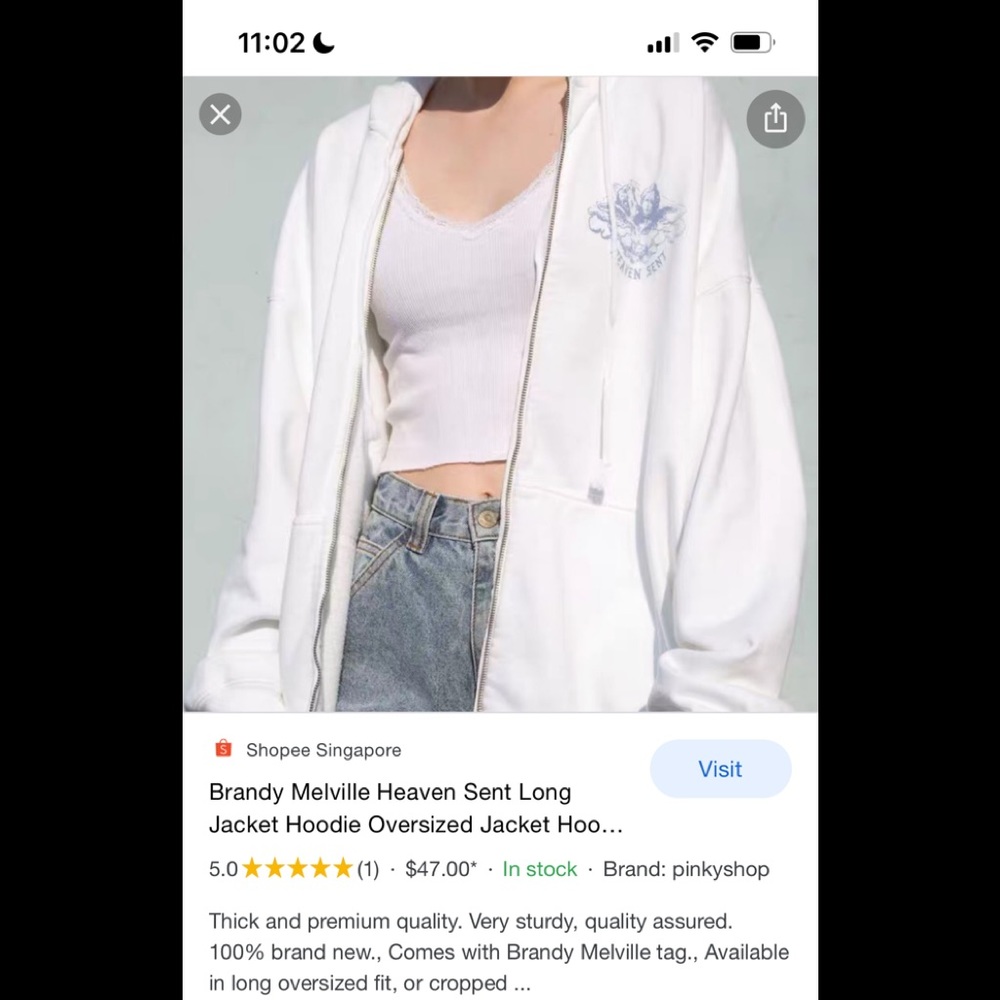 brandy melville oversized zip up